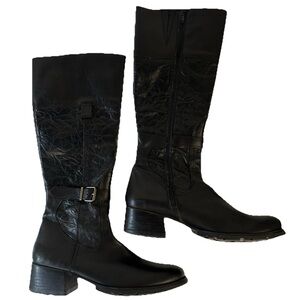 Destroy Women’s Size 38 Leather Boots Made In Spain Black Buckle Zip Up